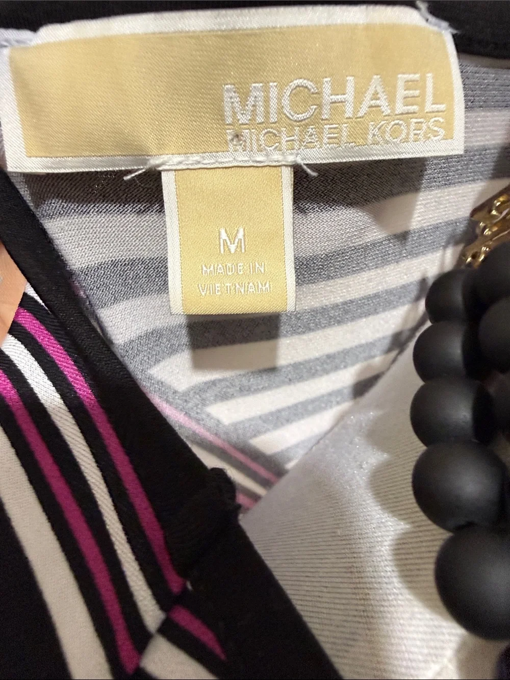 Michael Kors Black and Pink Geometric Maxi Dress